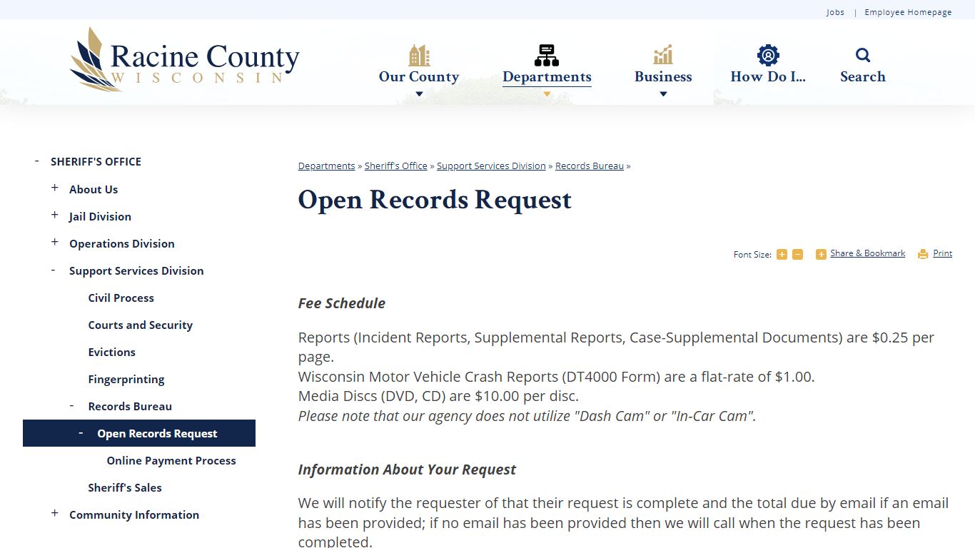 Open Records Request | Racine County, WI