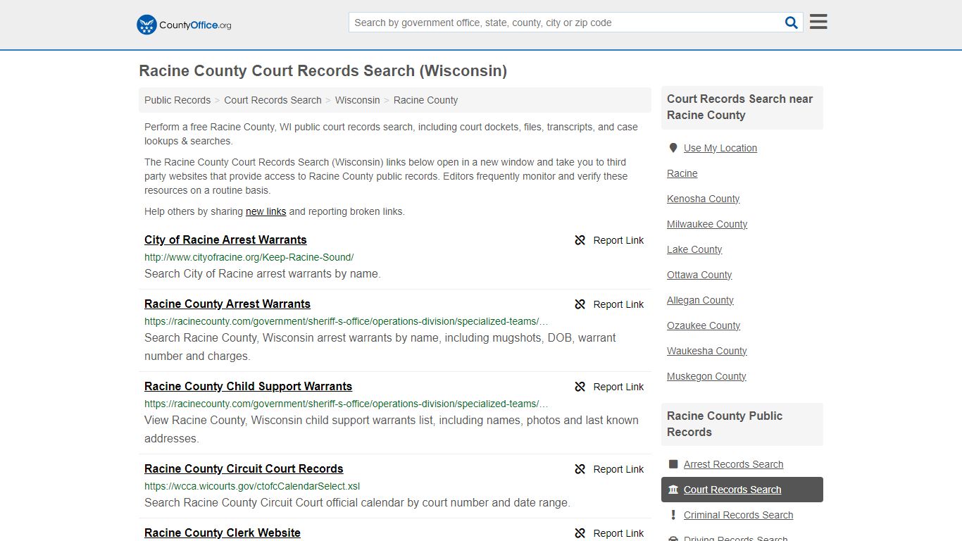 Racine County Court Records Search (Wisconsin) - County Office