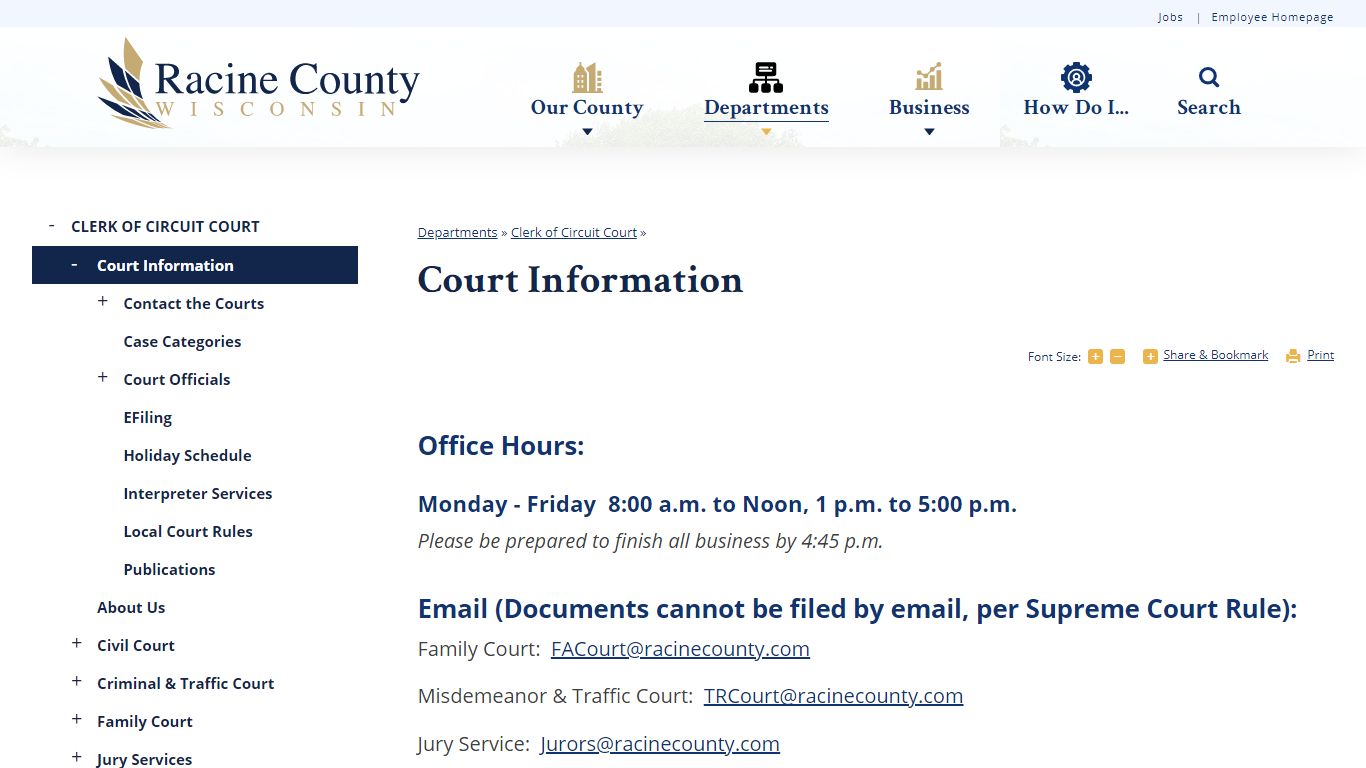 Court Information | Racine County, WI