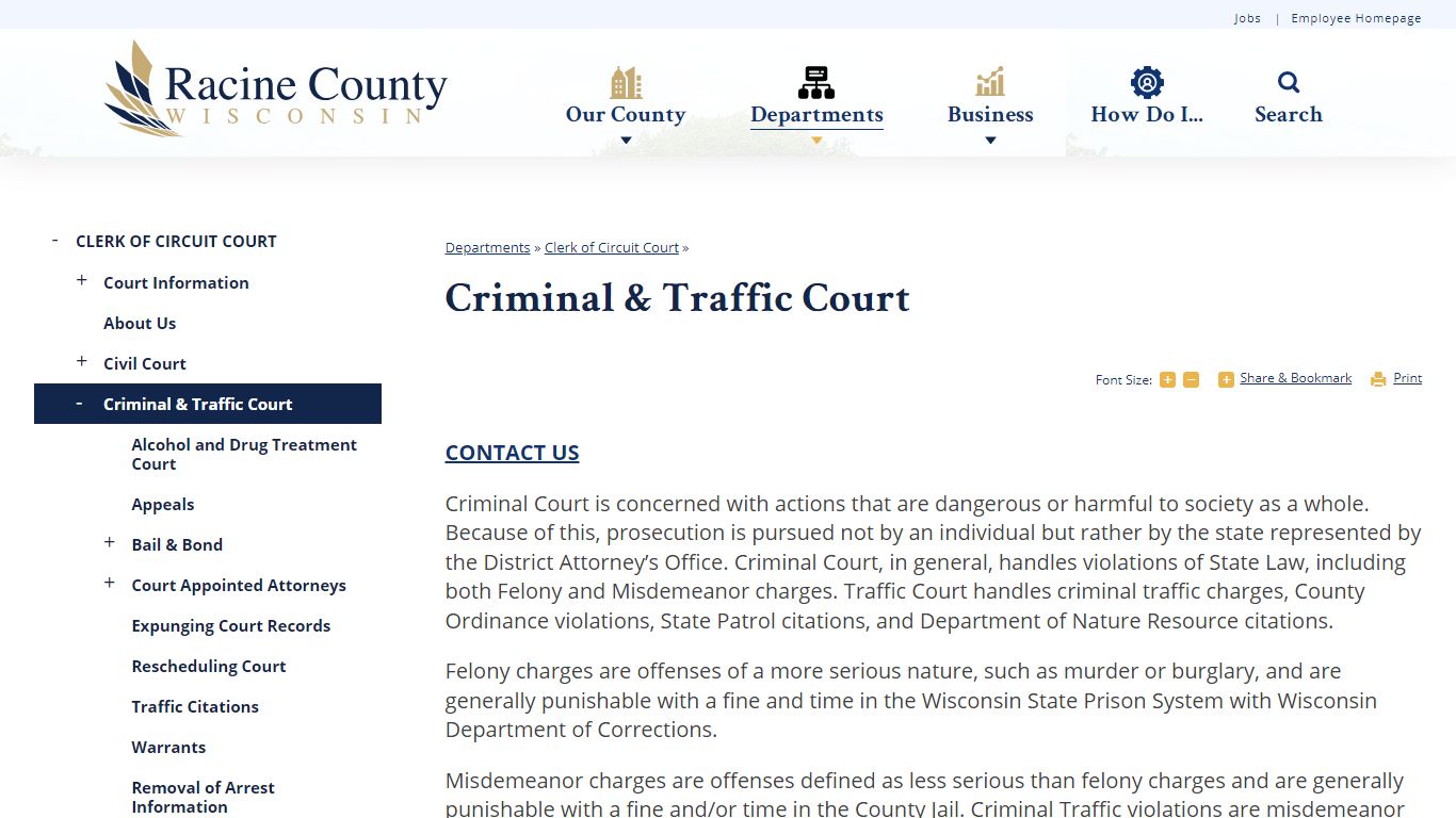 Criminal & Traffic Court | Racine County, WI